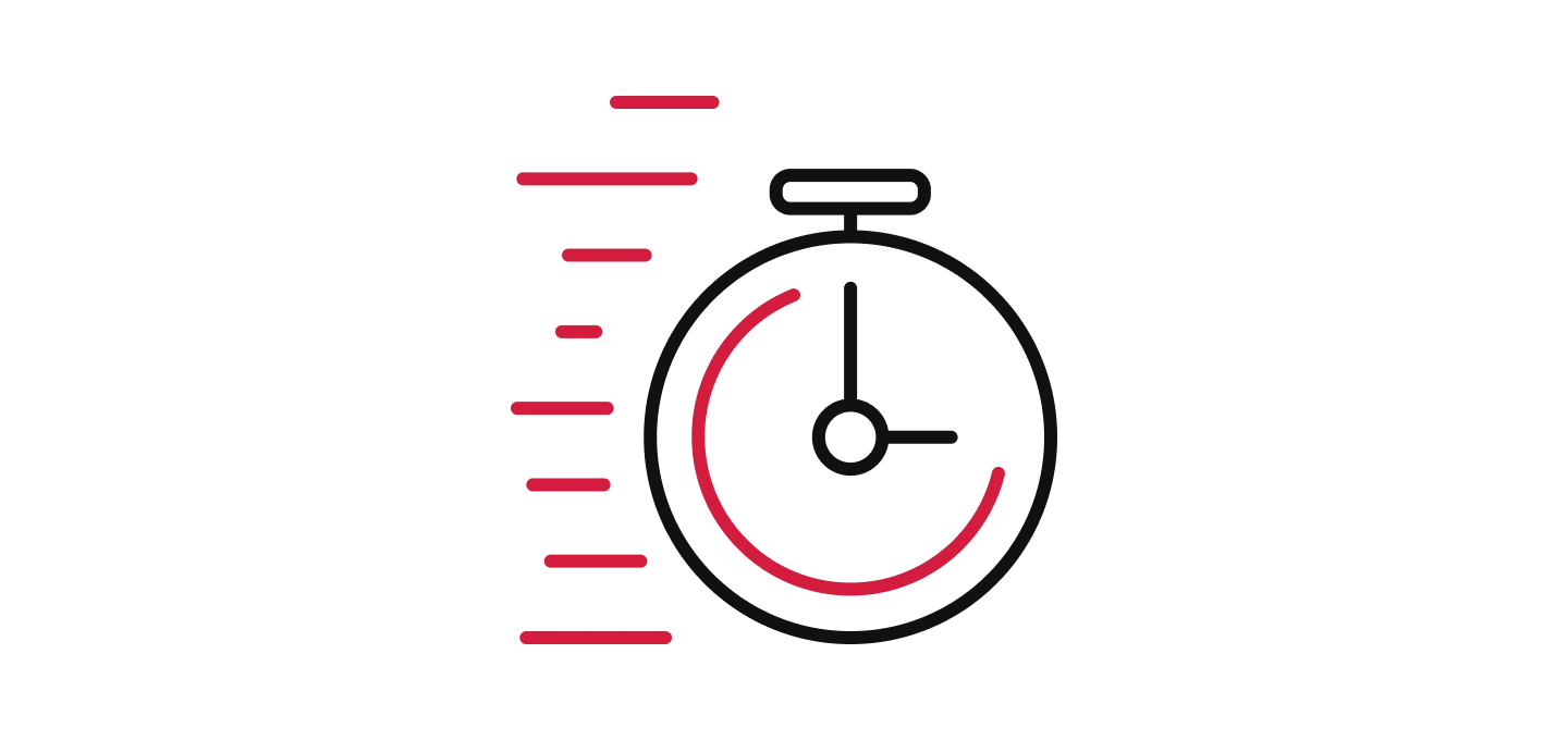 Stopwatch icon, depicting time and speed.