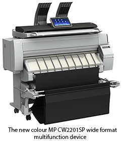 The new colour MP CW2201SP wide format multifunction device